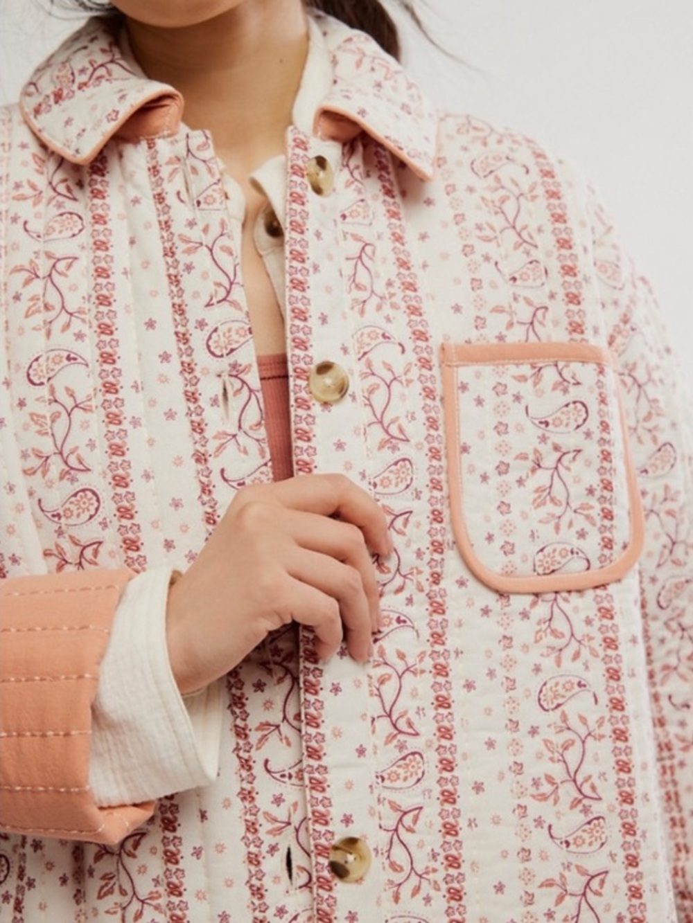 Free People Alexie Print Boxy Quilted Jacket-Size Medium MSRP $198 - Picture 4 of 11